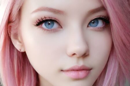 AI girl with pink hair wallpaper