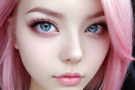 AI girl with pink hair wallpaper