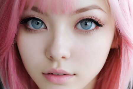AI girl with pink hair wallpaper
