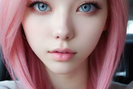AI girl with pink hair wallpaper