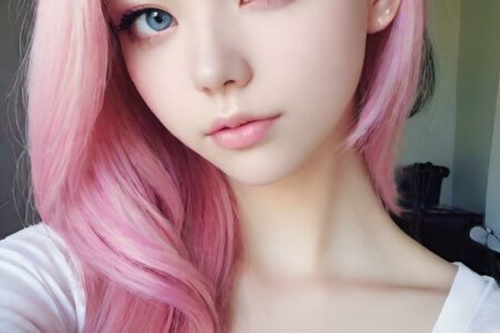 AI girl with pink hair wallpaper