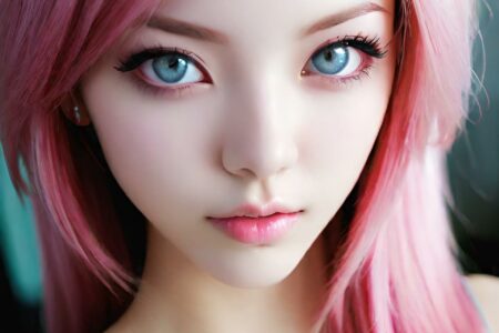 AI girl with pink hair wallpaper
