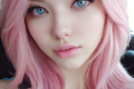 AI girl with pink hair wallpaper