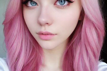 AI girl with pink hair wallpaper