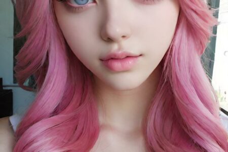AI girl with pink hair wallpaper