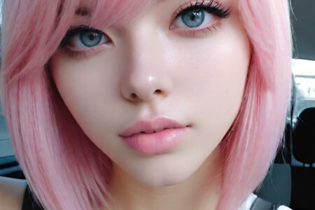 AI girl with pink hair wallpaper
