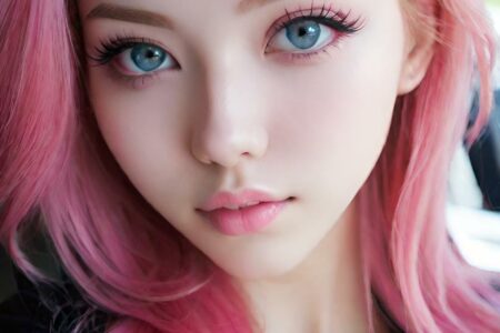 AI girl with pink hair wallpaper