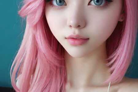 AI girl with pink hair wallpaper