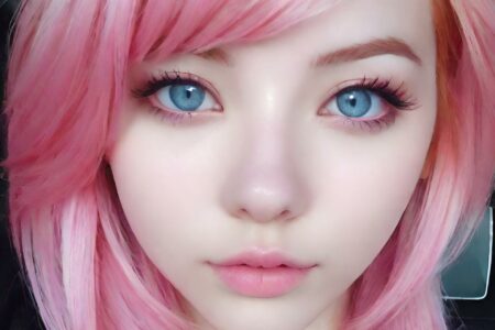 AI girl with pink hair wallpaper