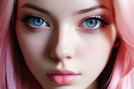 AI girl with pink hair wallpaper