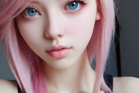 AI girl with pink hair wallpaper