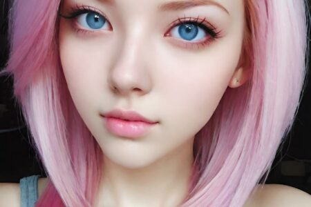 AI girl with pink hair wallpaper
