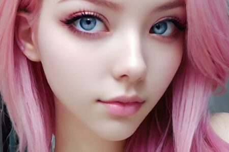 AI girl with pink hair wallpaper