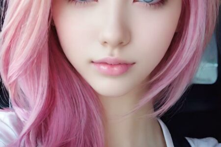 AI girl with pink hair wallpaper