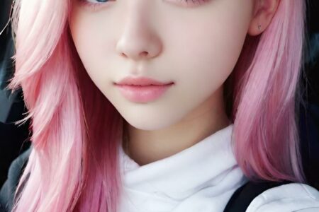 AI girl with pink hair wallpaper