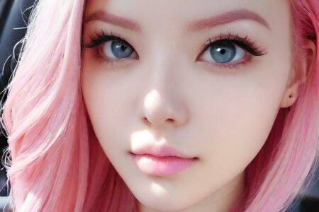 AI girl with pink hair wallpaper