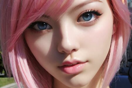 AI girl with pink hair wallpaper