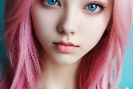 AI girl with pink hair wallpaper