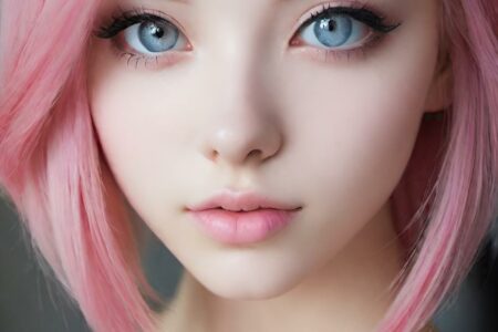 AI girl with pink hair wallpaper