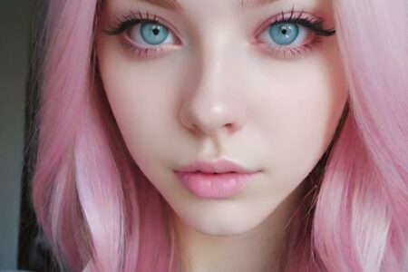 AI girl with pink hair wallpaper