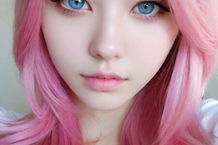 AI girl with pink hair wallpaper