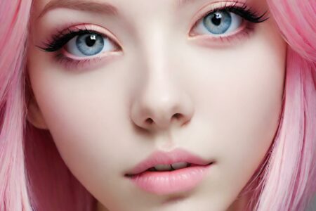 AI girl with pink hair wallpaper