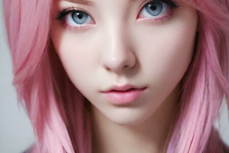 AI girl with pink hair wallpaper