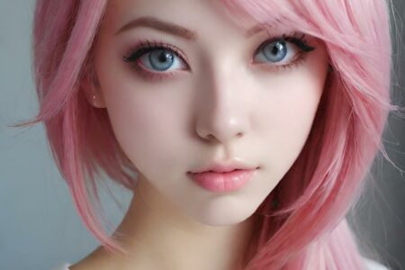 AI girl with pink hair wallpaper