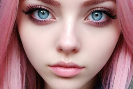 AI girl with pink hair wallpaper