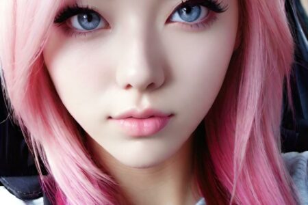 AI girl with pink hair wallpaper