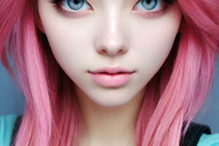 AI girl with pink hair wallpaper