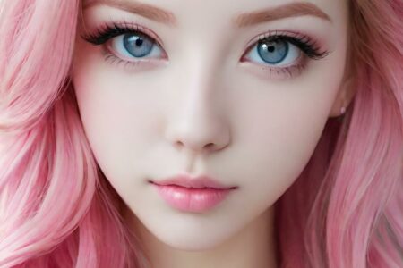 AI girl with pink hair wallpaper