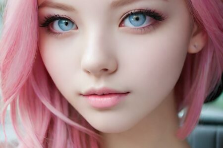 AI girl with pink hair wallpaper