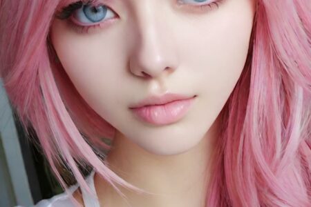 AI girl with pink hair wallpaper