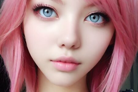 AI girl with pink hair wallpaper