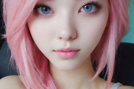 AI girl with pink hair wallpaper