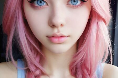 AI girl with pink hair wallpaper