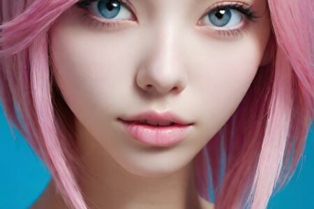AI girl with pink hair wallpaper