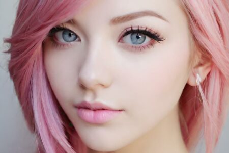 AI girl with pink hair wallpaper
