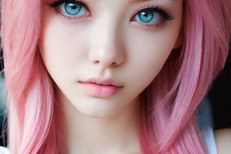 AI girl with pink hair wallpaper