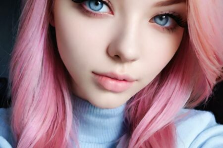 AI girl with pink hair wallpaper