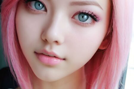 AI girl with pink hair wallpaper