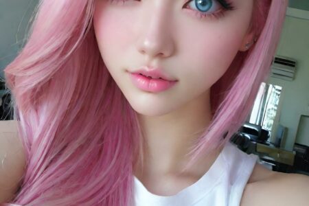 AI girl with pink hair wallpaper