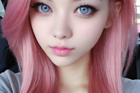 AI girl with pink hair wallpaper