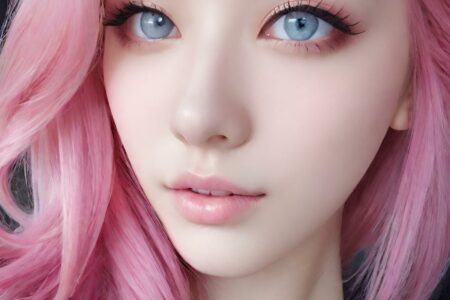 AI girl with pink hair wallpaper