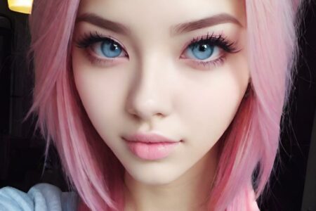 AI girl with pink hair wallpaper