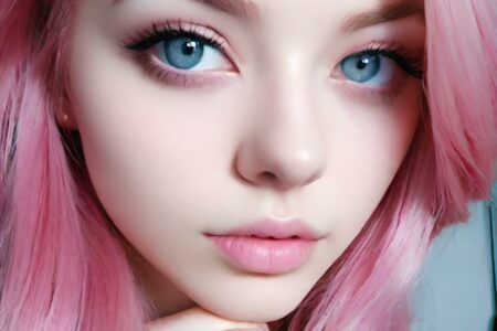 AI girl with pink hair wallpaper
