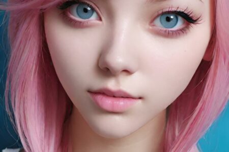 AI girl with pink hair wallpaper