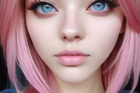 AI girl with pink hair wallpaper