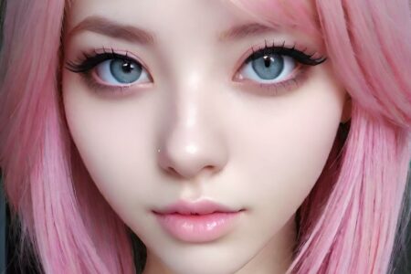 AI girl with pink hair wallpaper